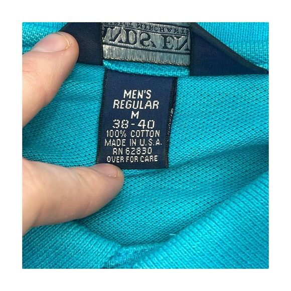Lands’ End Polo Teal Short Sleeve Shirt Turquoise Men’s Size Medium - Picture 4 of 10